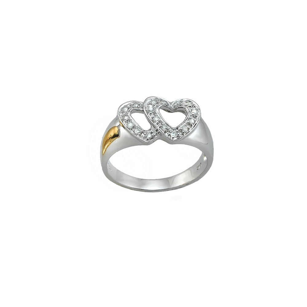 White gold Diamond Double Heart Ring