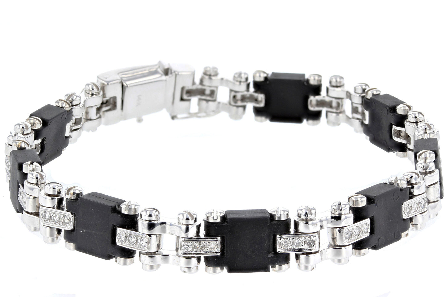 Bar & Black Rubber White Men's Gold bracelet