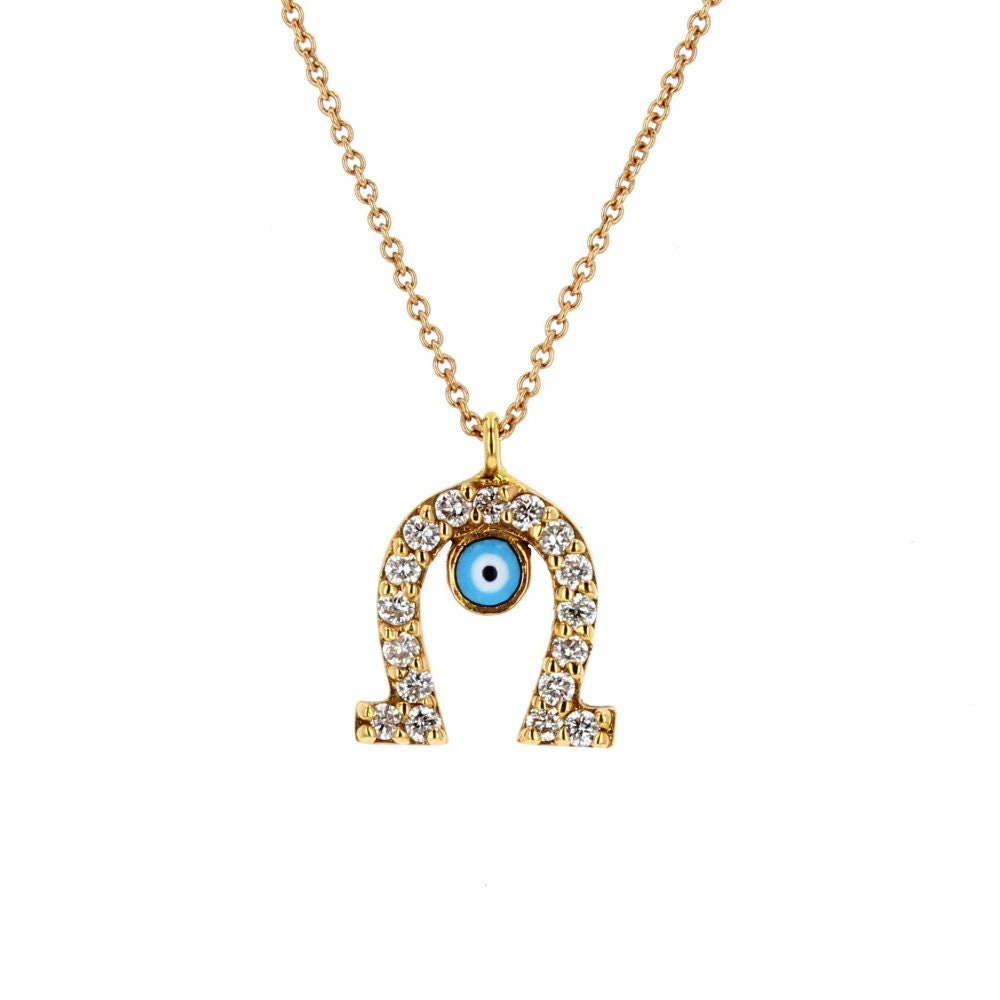 Enameled Evil Eye/ Horse Shoe Pendant Necklace