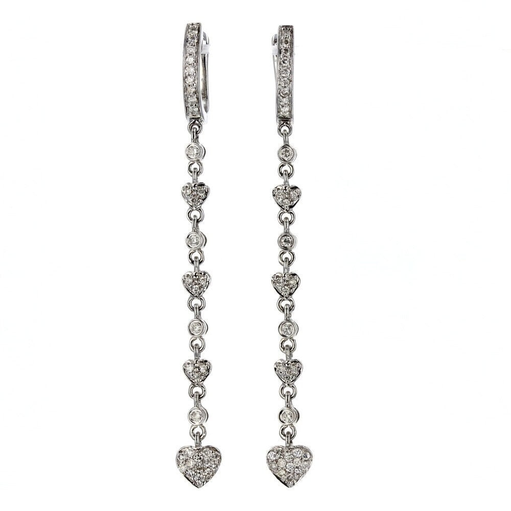 White Gold Diamond Heart Earrings