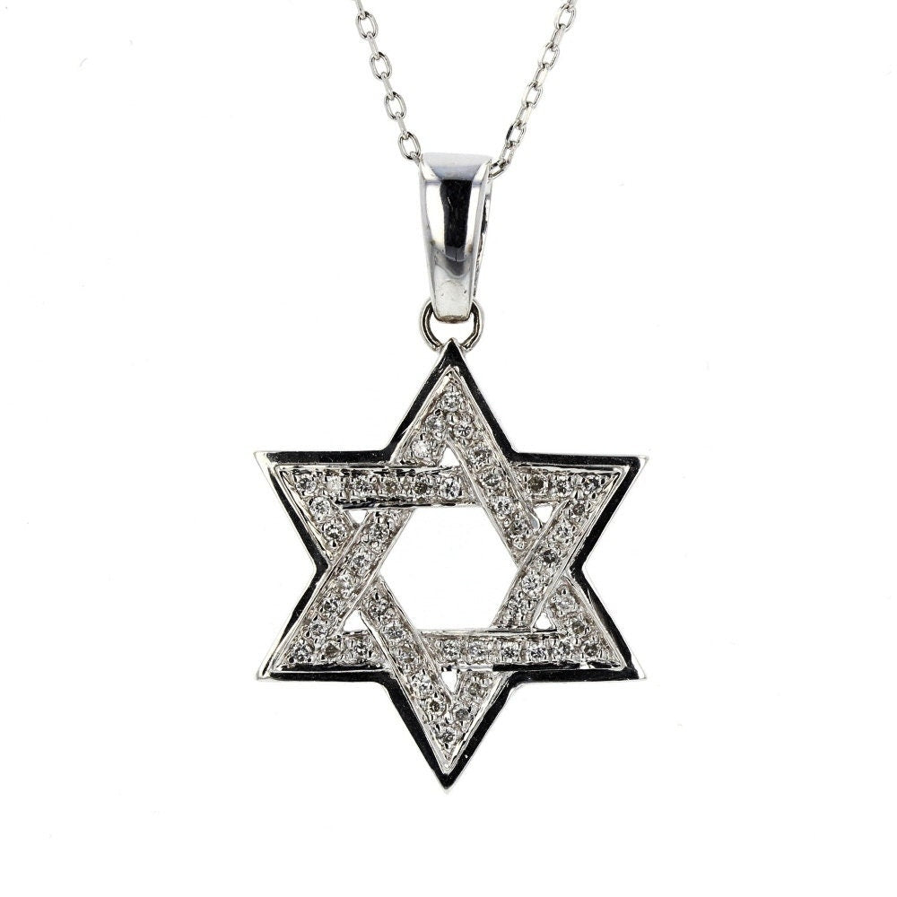 White l Diamond Star of David Pendant