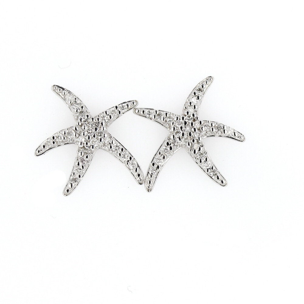 White Gold Diamond Starfish Earrings