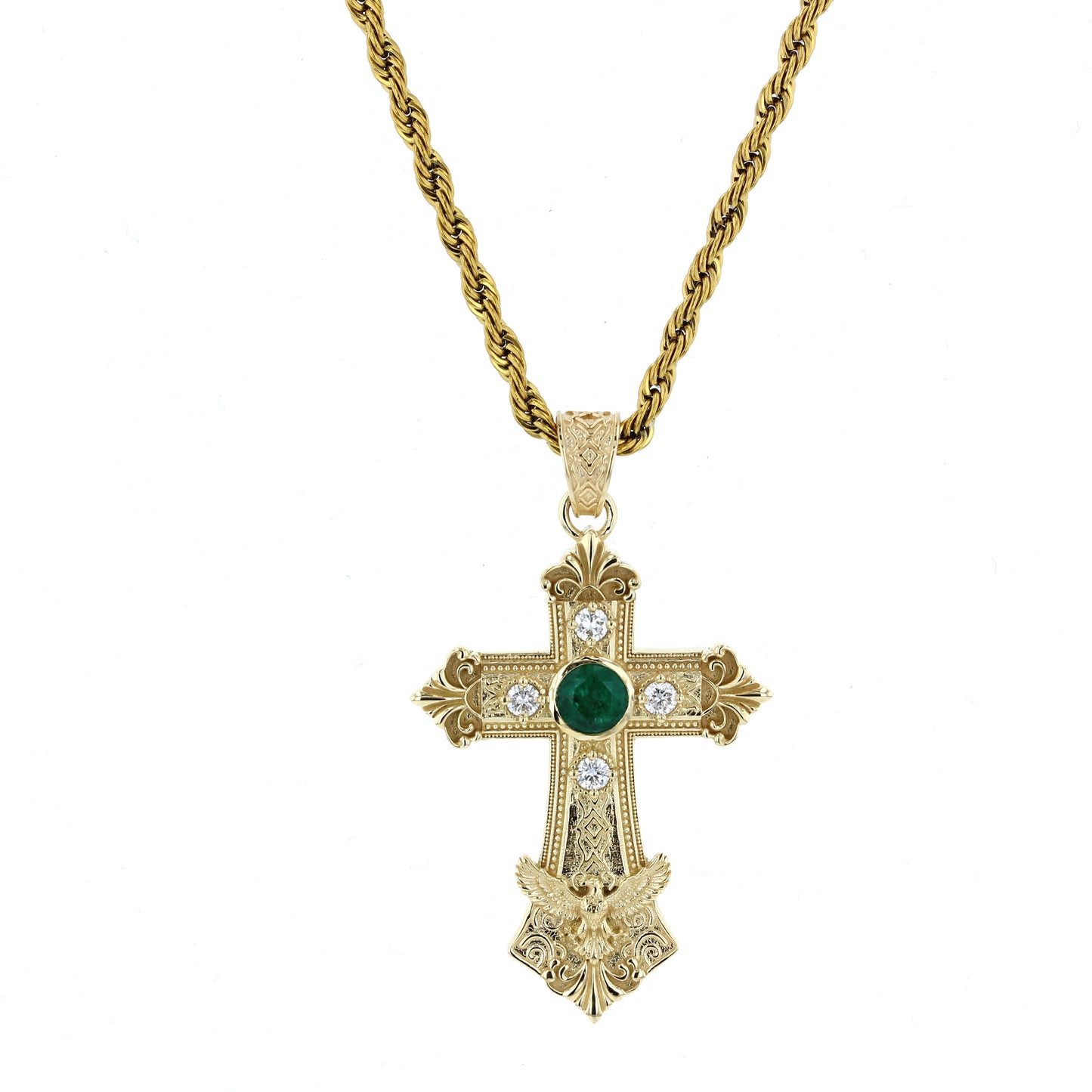 14KT Gold Diamond Cross With Eagle