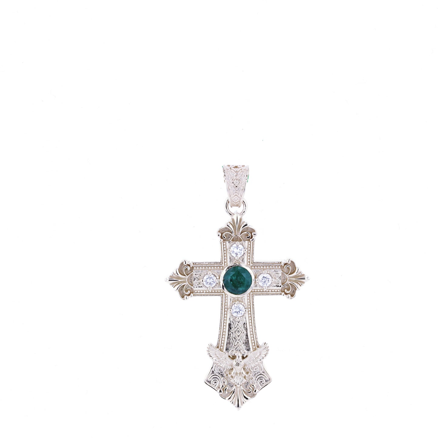 Sterling Silver Lab Grown Diamond & Colored Gem  Cross