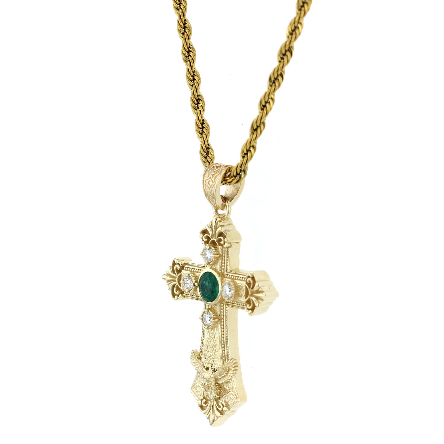 14KT Gold Diamond Cross With Eagle