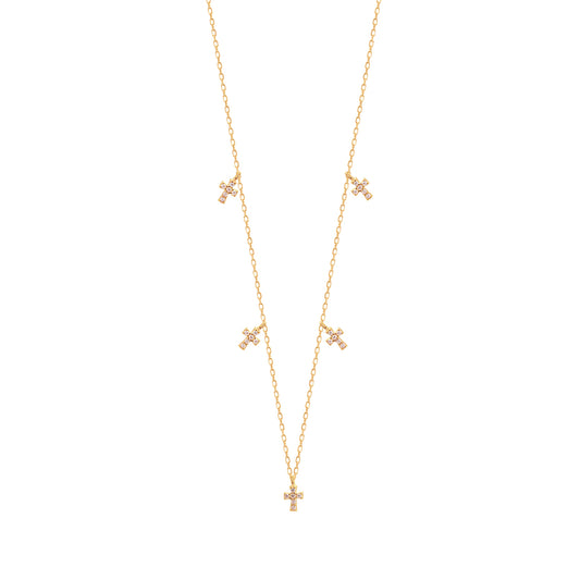 Cubic Zirconia Dangle Cross Sterling silver Necklace