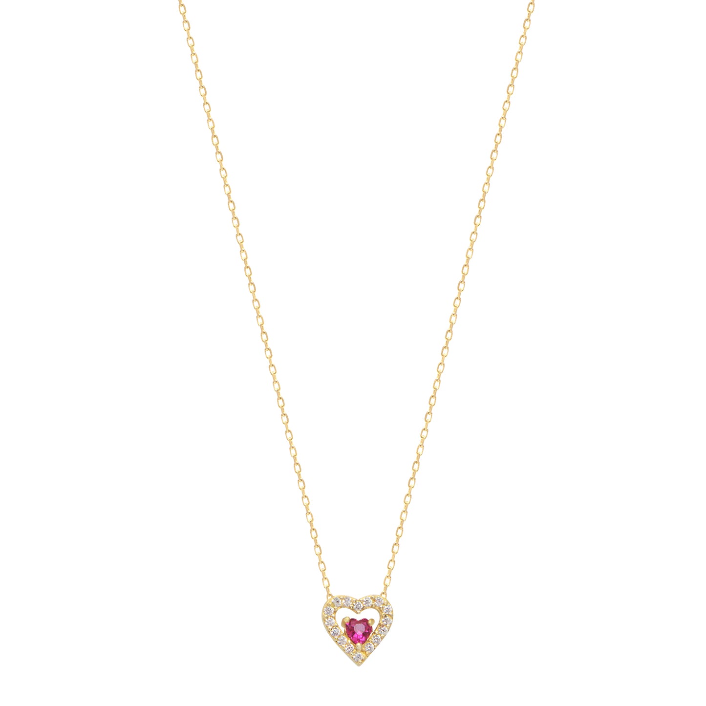 Cubic Zircon Heart colored stone Sterling silver Necklace