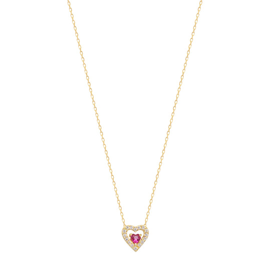 Cubic Zircon Heart colored stone Sterling silver Necklace
