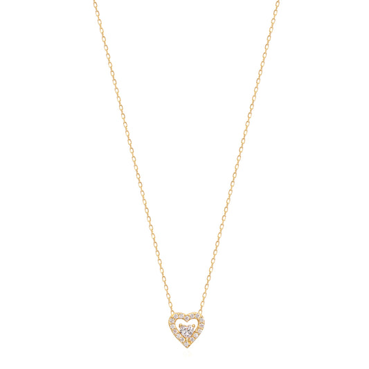 Cubic Zircon stone Heart Sterling silver Necklace