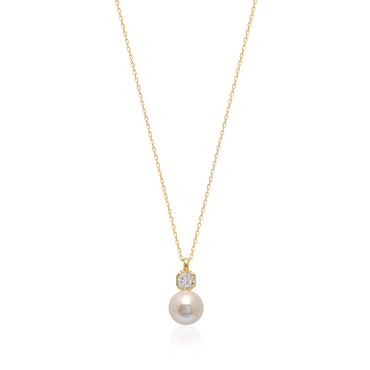 Cubic Zircon &  Pearl Pendant Sterling silver Necklace
