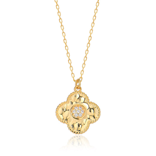Cubic Zircon Flower Sterling silver Necklace