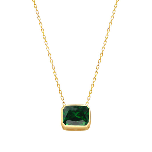Cubic Zircon colored stone Sterling silver Necklace