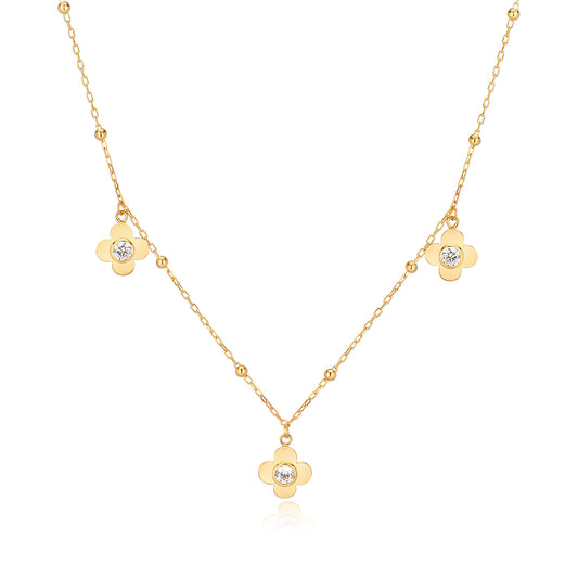 Cubic Zircon Flower Sterling silver Necklace