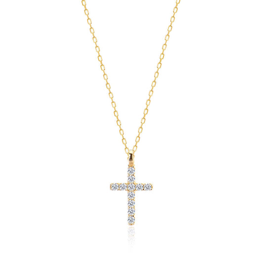 Cubic Zirconia Cross Sterling silver Necklace