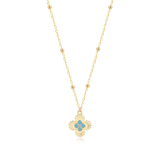 Color Stone Flower Sterling silver Necklace