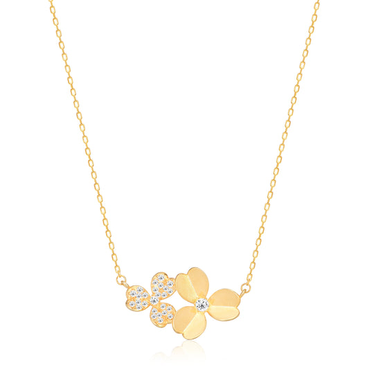 Cubic Zircon Flower Sterling silver Necklace