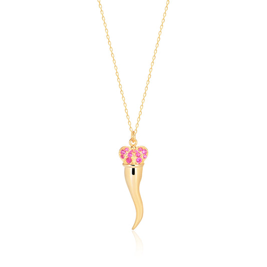 Cubic Zircon Italian Horn Sterling silver Necklace