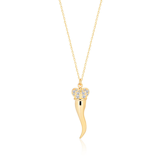 Cubic Zircon Italian Horn Sterling silver Necklace