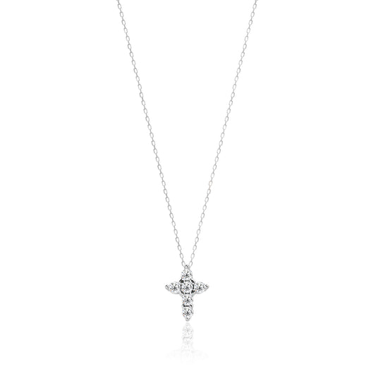 Cubic Zirconia Cross Sterling silver Necklace