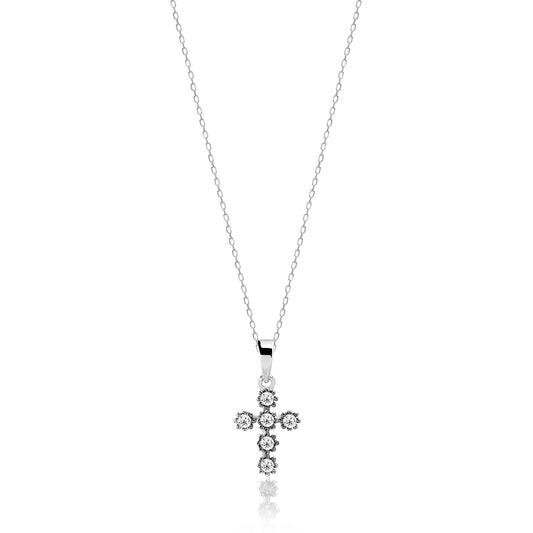 Cubic Zirconia Cross Sterling silver Necklace