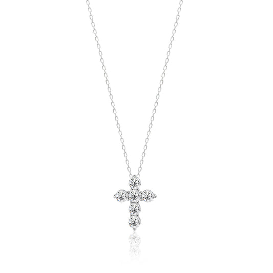 Cubic Zirconia Cross Sterling silver Necklace