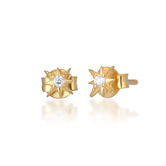 Cubic Zircon Star Stud earring in Sterling silver