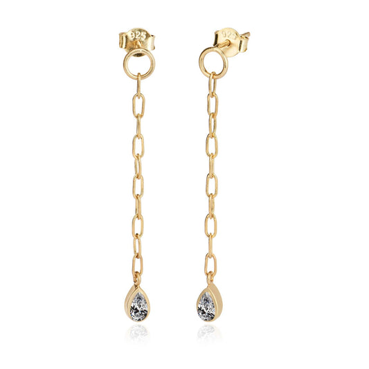 Cubic Zircon Pear shape dangle earring in Sterling silver