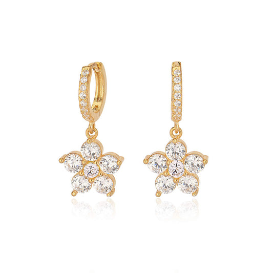 Cubic Zirconia Flower earring in Sterling silver