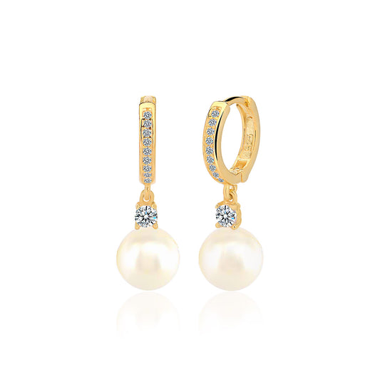 Cubic Zircon & Pearl earring in Sterling silver
