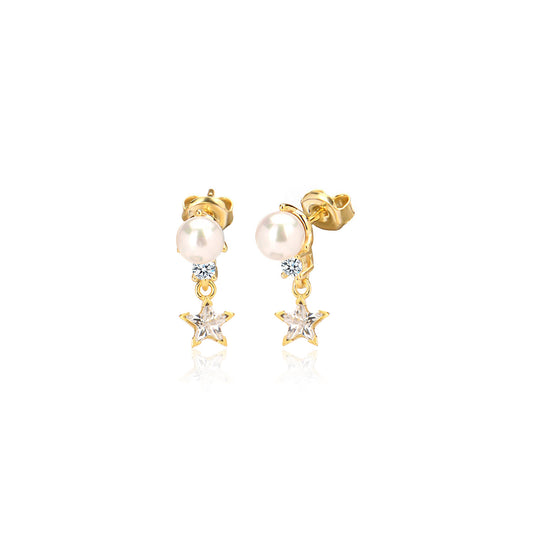 Cubic Zircon & Pearl earring in Sterling silver