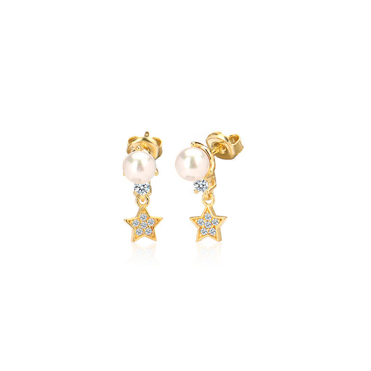 Cubic Zircon & Pearl earring in Sterling silver