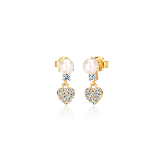 Cubic Zircon & Pearl earring in Sterling silver