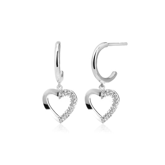 Cubic Zircon Heart earring in Sterling silver