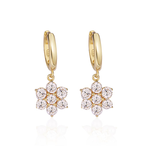 Cubic Zirconia Flower earring in Sterling silver