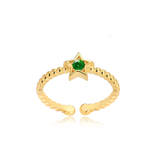 Adjustable Cubic Zirconia Star Ring in Sterling silver