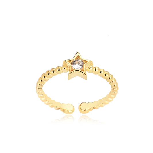 Adjustable Cubic Zirconia Star Ring in Sterling silver