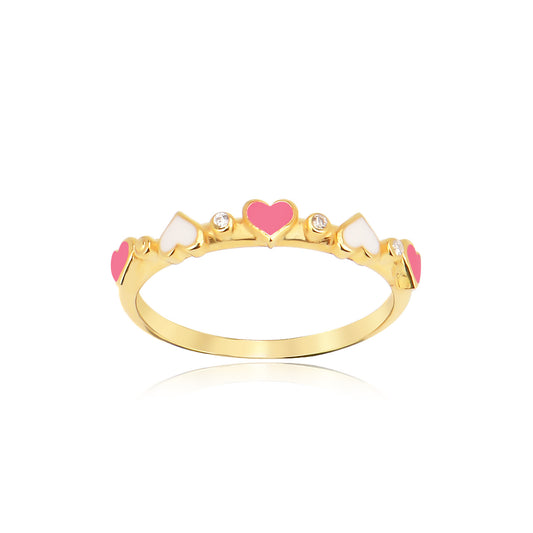 Enameled Heart Ring in Sterling silver