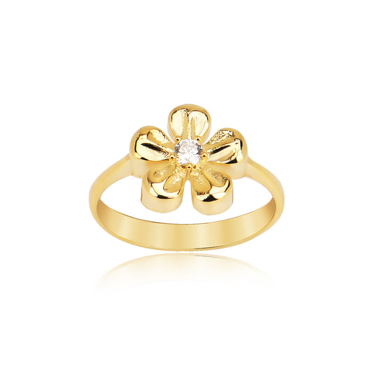 Cubic Zircon Flower Shape Ring in Sterling silver