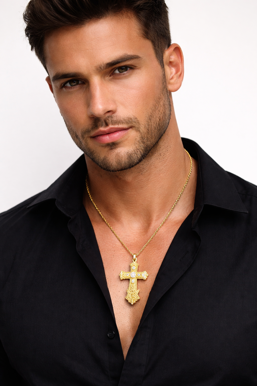 14KT Gold Diamond Cross With Eagle