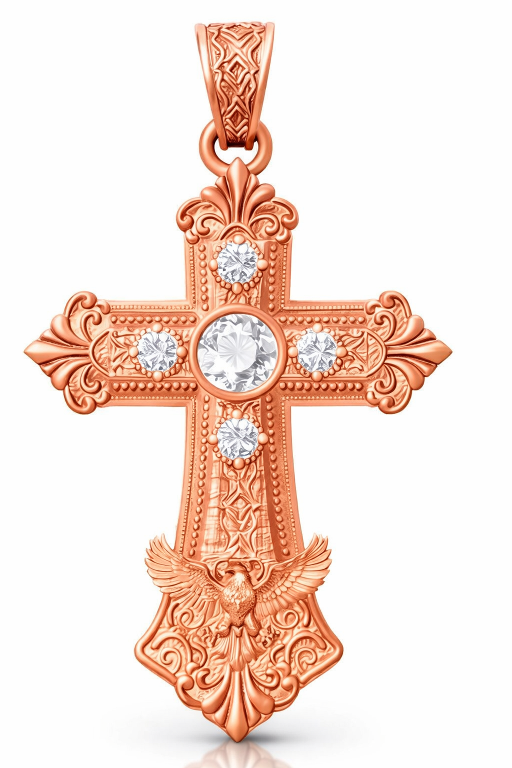 14KT Gold Diamond Cross With Eagle