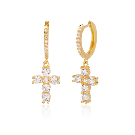 Cubic Zircon Cross earring in Sterling silver