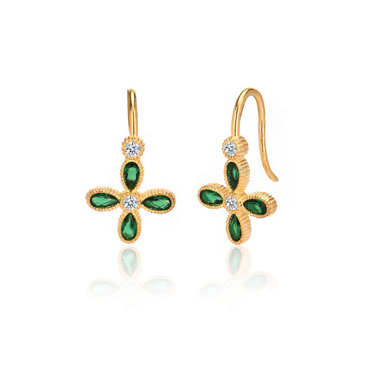Cubic Zirconia Flower earring in Sterling silver