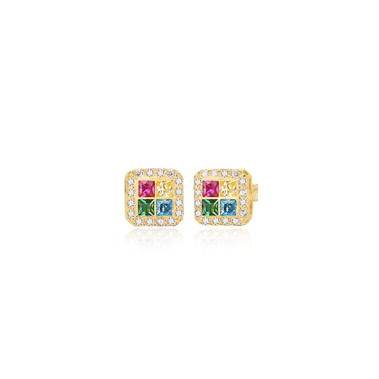 Cubic Zircon Geometric Stud earring in Sterling silver