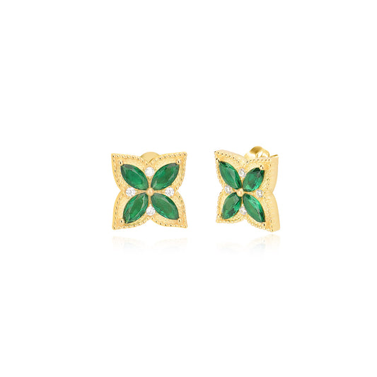 Cubic Zirconia Flower earring in Sterling silver