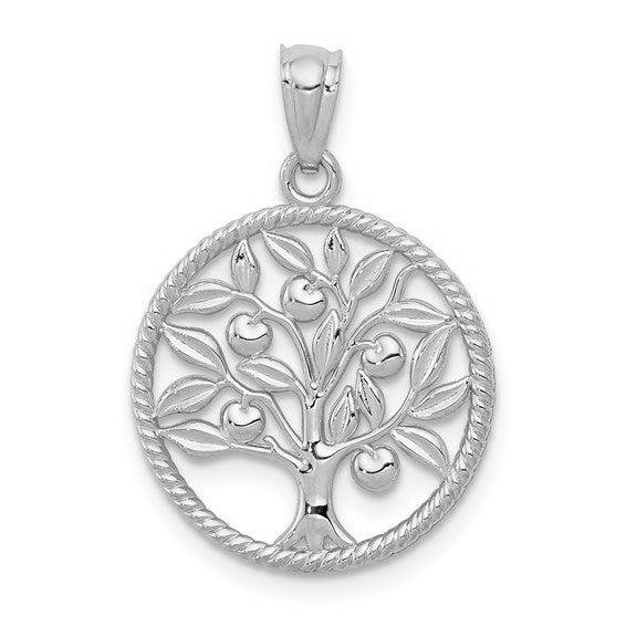 14k Polished Tree Of Life in Round Pendant