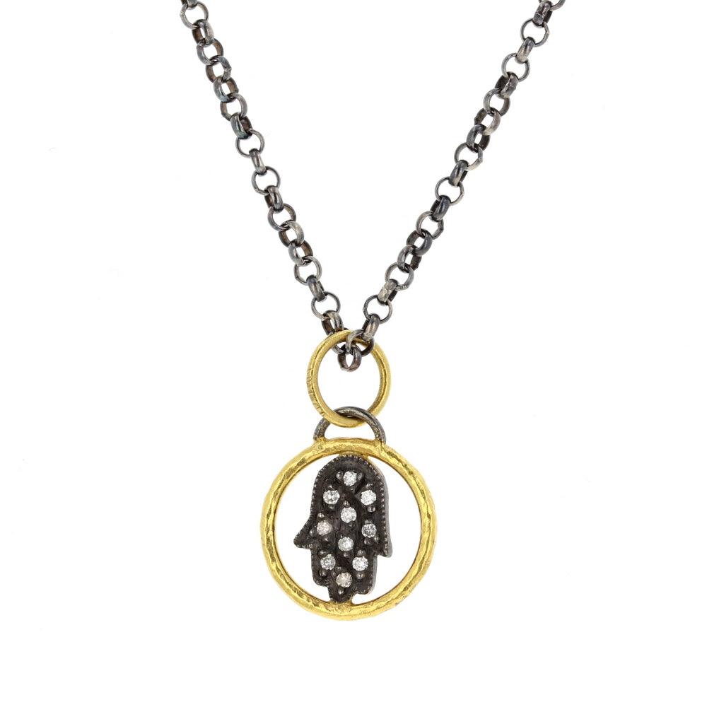24K gold Plated Silver Diamond Hand Of God Pendant
