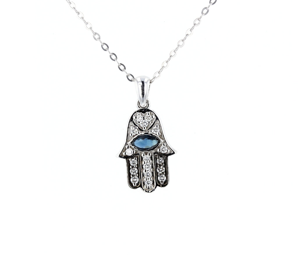 Diamond & Sapphire Hand Of God Pendant