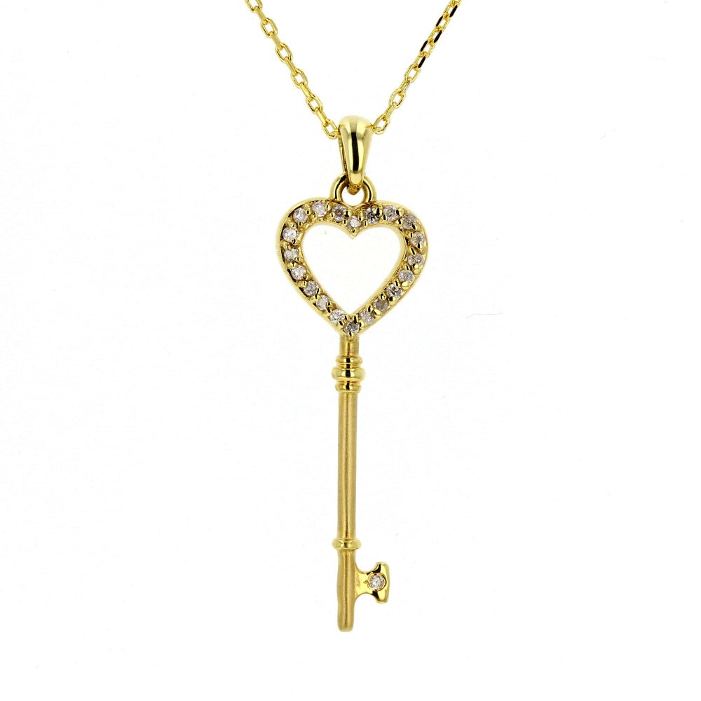 Yellow Gold Diamond Key Pendant
