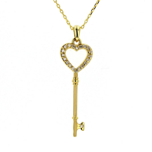 Yellow Gold Diamond Key Pendant