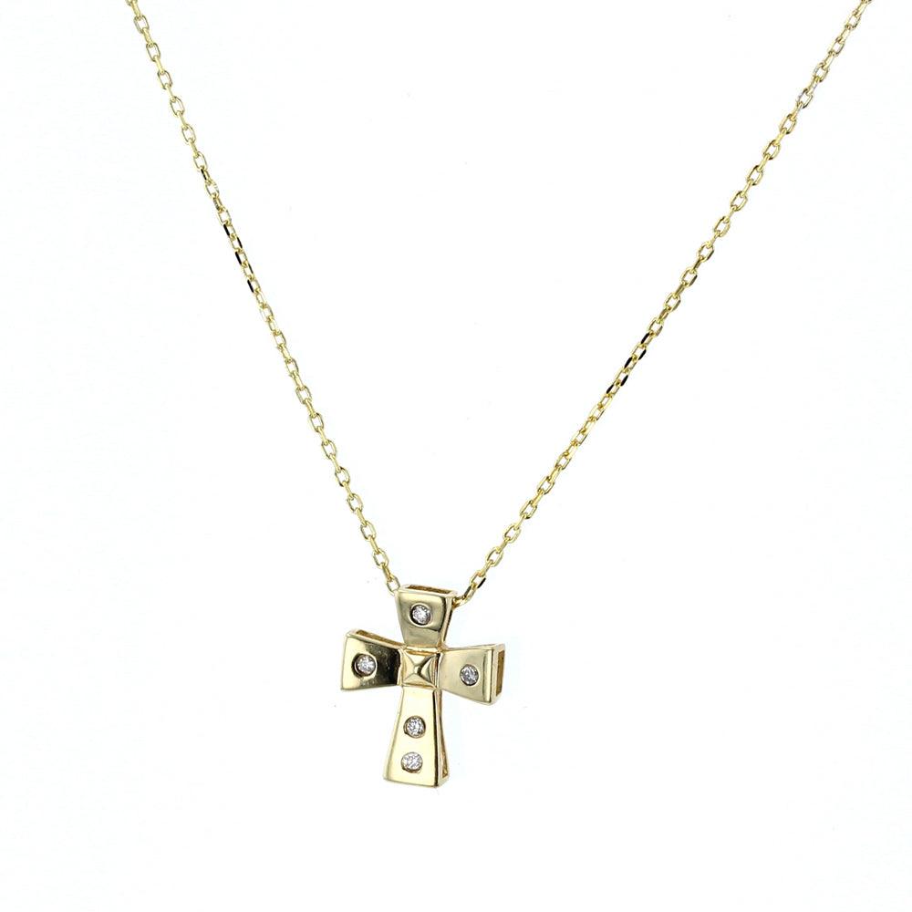Yellow Gold Diamond Cross Pendant